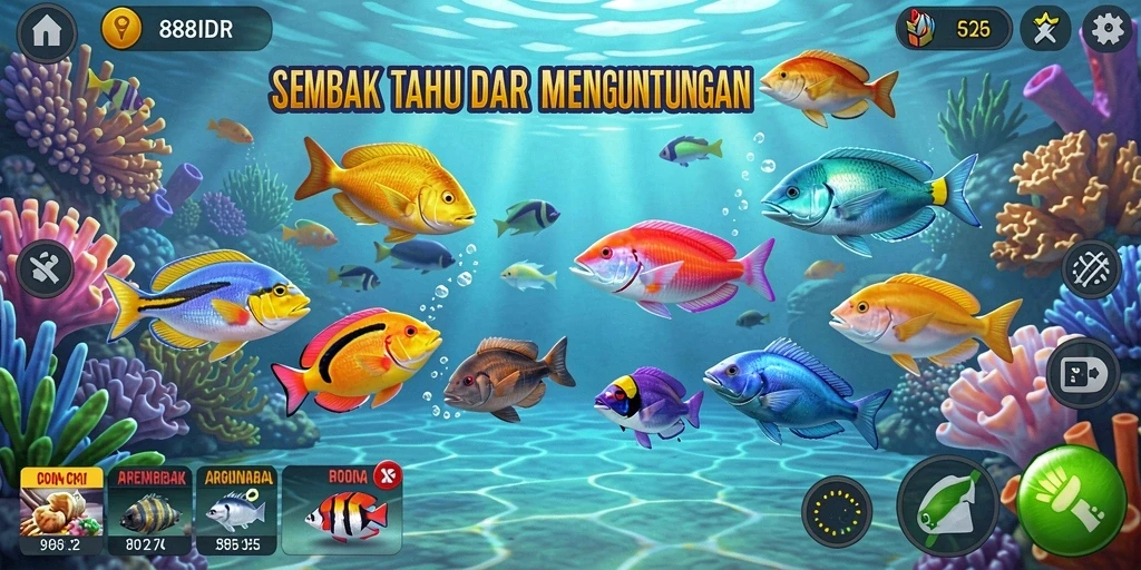 Tampilan gameplay Tembak Ikan yang seru dan menarik.