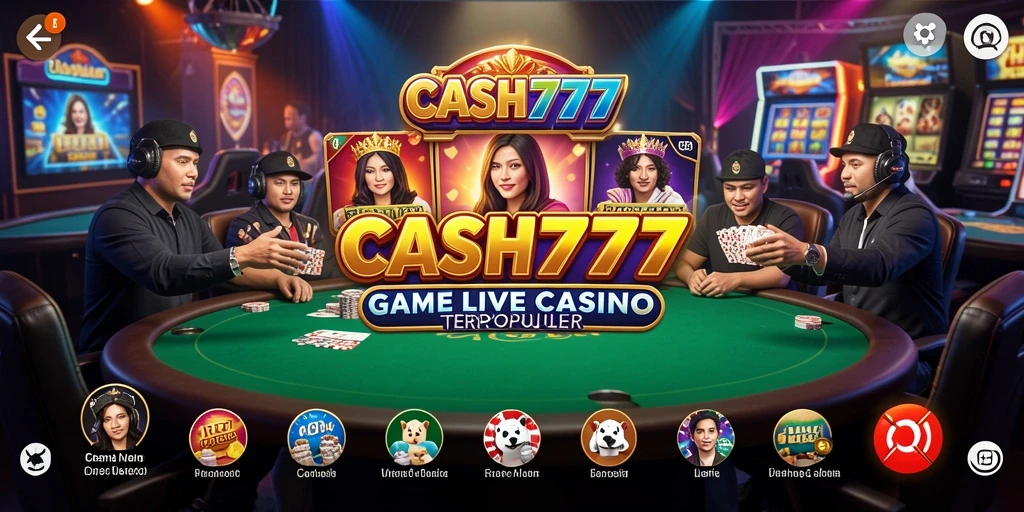 Screenshot gameplay CASH777 menunjukkan dealer yang profesional dan suasana permainan yang mendebarkan.