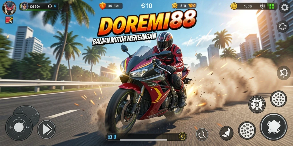 Gambaran gameplay seru balapan motor DOREMI88.