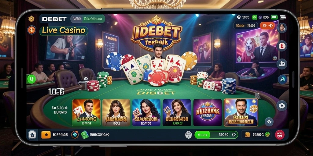 Tampilan menarik layar permainan Live Casino di IDEBET.