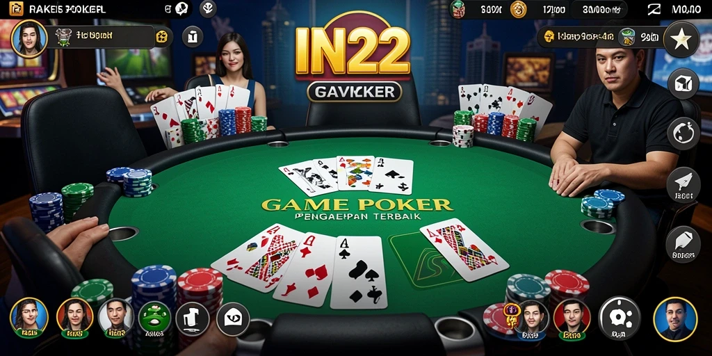 Tampilan gameplay menakjubkan dari IN22 menunjukkan suasana poker yang mengasyikkan.