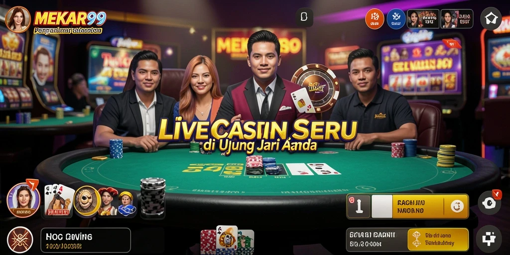 Tampilan gameplay Live Casino di aplikasi MEKAR99 yang menarik.