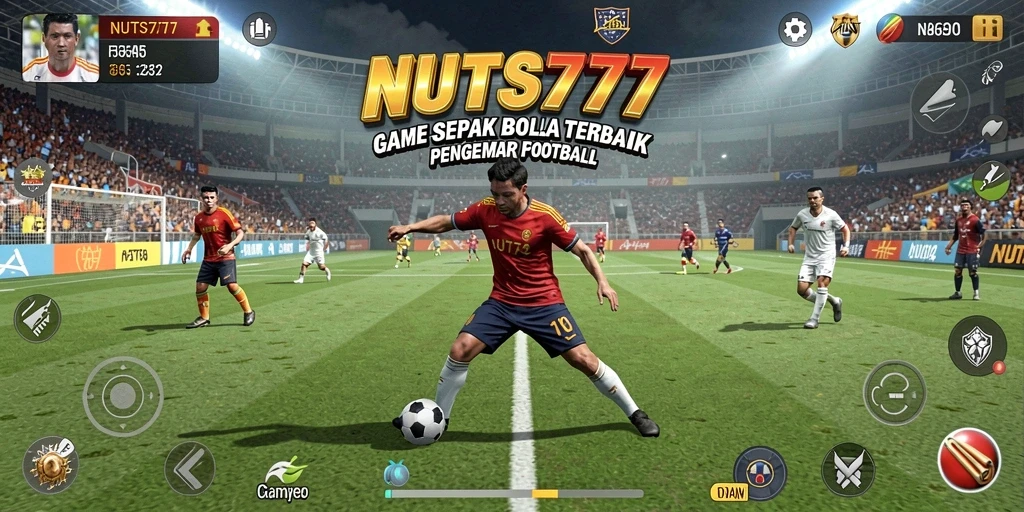Gameplay seru dalam NUTS777 menampilkan aksi sepak bola yang menegangkan.
