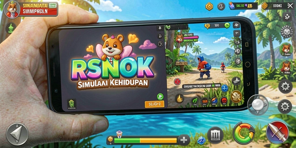 Tampilan gameplay menarik dari RSNOK yang menggambarkan simulasi kehidupan.