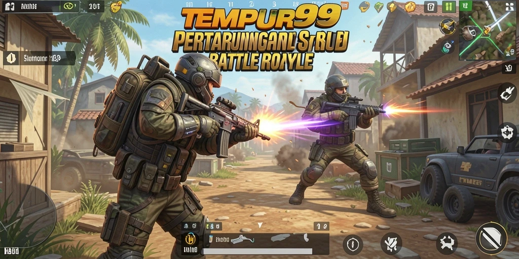 Gameplay seru TEMPUR99 dengan aksi Battle Royale yang mendebarkan.