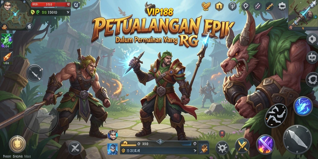 Screenshot utama VIP188 menampilkan karakter beraksi dalam pertarungan RPG yang seru.